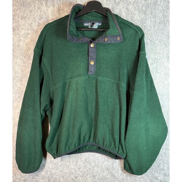 Vintage Woolrich Half Button Green Medium Fleece Made in USA Lightweight Jacket - Picture 1 of 7